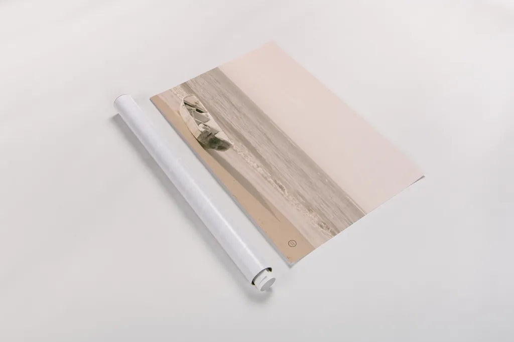 Fishing Boat at Sunset by Nathan Larson. shown as a rolled paper print. Available as archival giclee rolled canvas, fine art paper, or poster print. SKU 71379i.