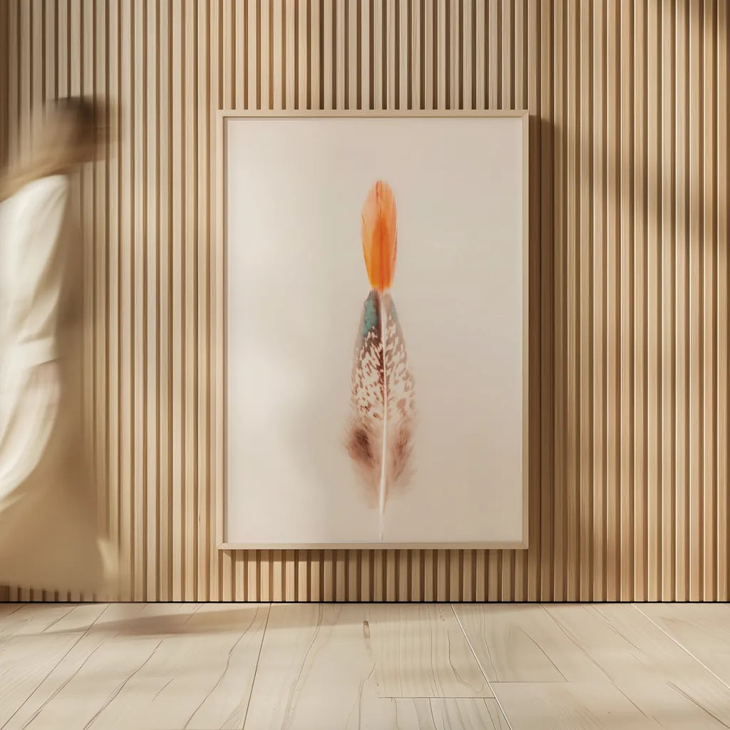 Floating Feathers I by Nathan Larson. shown as over sized large wall art. Available as an archival giclee rolled canvas, fine art paper, or poster print. SKU 71168h.