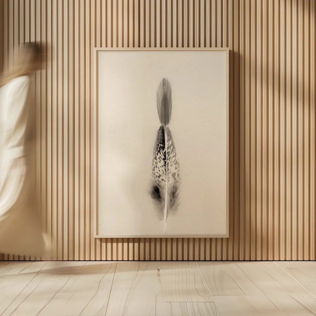 Floating Feathers I Sepia by Nathan Larson. shown as over sized large wall art. Available as an archival giclee rolled canvas, fine art paper, or poster print. SKU 74146h.