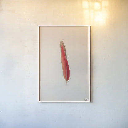 Floating Feathers II by Nathan Larson. shown as a paper print in a white frame. Available as a archival giclee rolled canvas, fine art paper, or poster print. SKU 71169h.