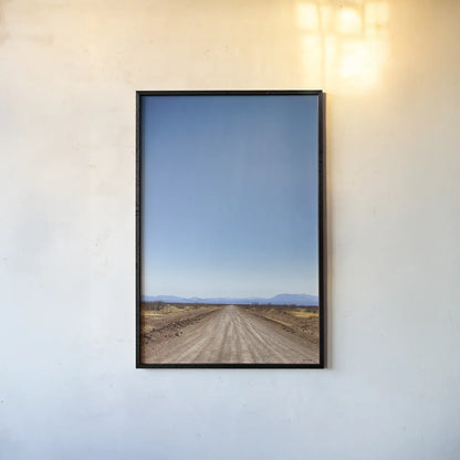 Follow Your Road by Nathan Larson. shown as a paper print in a black flame. Available as a archival giclee rolled canvas, fine art paper, or poster print. SKU 77275h.
