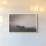 Following Along Sepia by Nathan Larson. shown as a paper print in a white frame. Available as a archival giclee rolled canvas, fine art paper, or poster print. SKU 104269i.