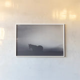 Following Along Twilight by Nathan Larson. shown as a paper print in a white frame. Available as a archival giclee rolled canvas, fine art paper, or poster print. SKU 104270i.
