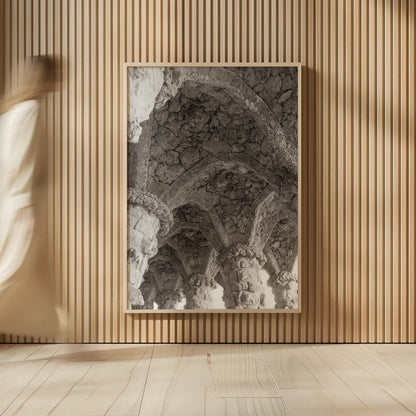 Gaudi Vaults I by Nathan Larson. shown as over sized large wall art. Available as an archival giclee rolled canvas, fine art paper, or poster print. SKU 87718h.