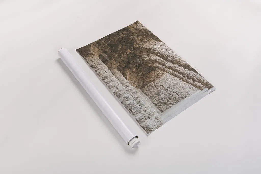 Gaudi Vaults II Color by Nathan Larson. shown as a rolled paper print. Available as archival giclee rolled canvas, fine art paper, or poster print. SKU 87720h.