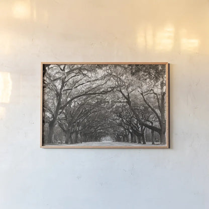 Georgia Stroll by Nathan Larson. shown as a paper print in a natural frame. Available as a archival giclee rolled canvas, fine art paper, or poster print. SKU 97581i.