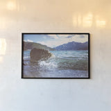 Glacial Lake Summer by Nathan Larson. shown as a paper print in a black flame. Available as a archival giclee rolled canvas, fine art paper, or poster print. SKU 94835i.