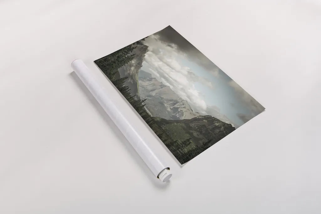 Glacier National Park Gateway by Nathan Larson. shown as a rolled paper print. Available as archival giclee rolled canvas, fine art paper, or poster print. SKU 87646i.