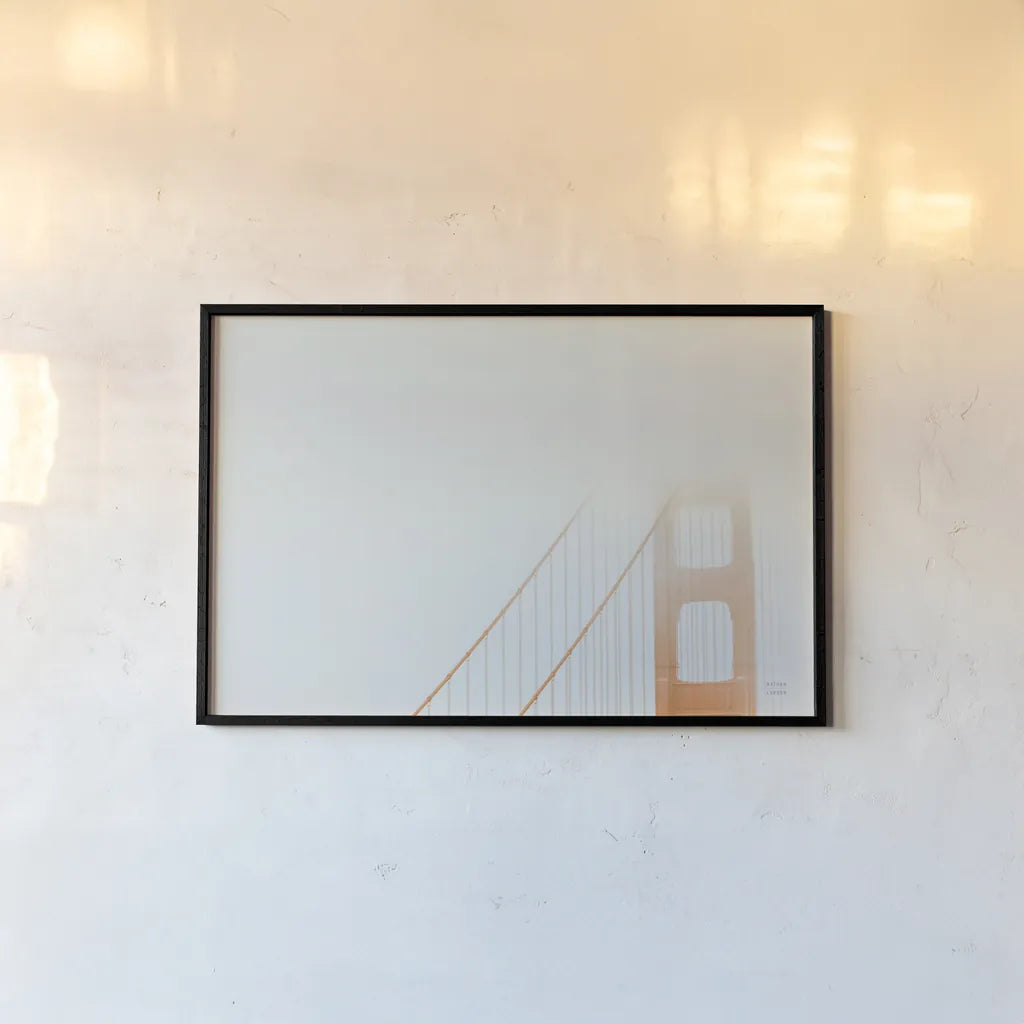Golden Gate Fog Bright by Nathan Larson. shown as a paper print in a black flame. Available as a archival giclee rolled canvas, fine art paper, or poster print. SKU 87946i.