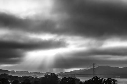 Golden Gate Rays by Nathan Larson. SKU 86713i. Archival Giclee Fine art print for wall decor.