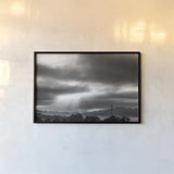 Golden Gate Rays by Nathan Larson. shown as a paper print in a black flame. Available as a archival giclee rolled canvas, fine art paper, or poster print. SKU 86713i.