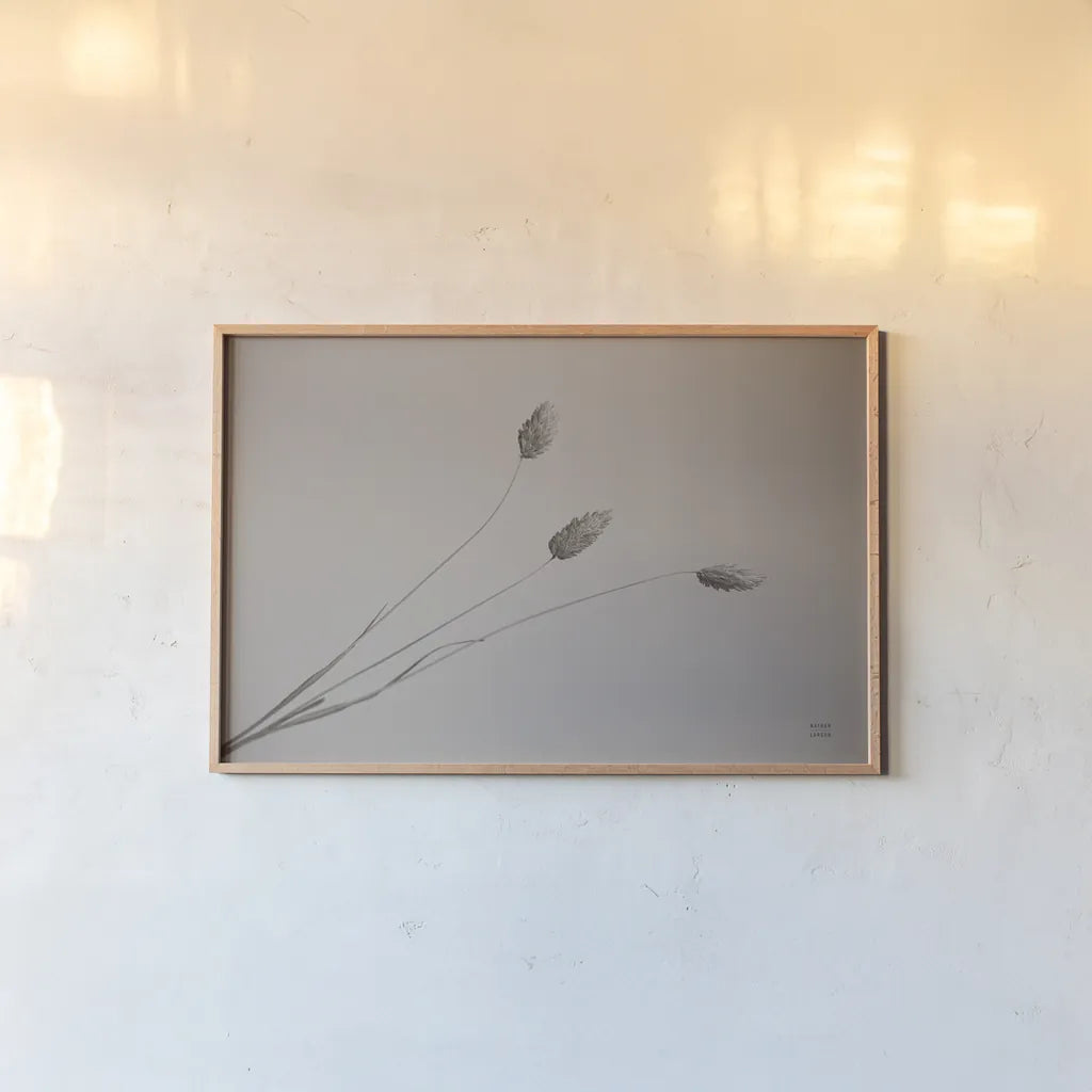 Grass Study by Nathan Larson. shown as a paper print in a natural frame. Available as a archival giclee rolled canvas, fine art paper, or poster print. SKU 76846i.