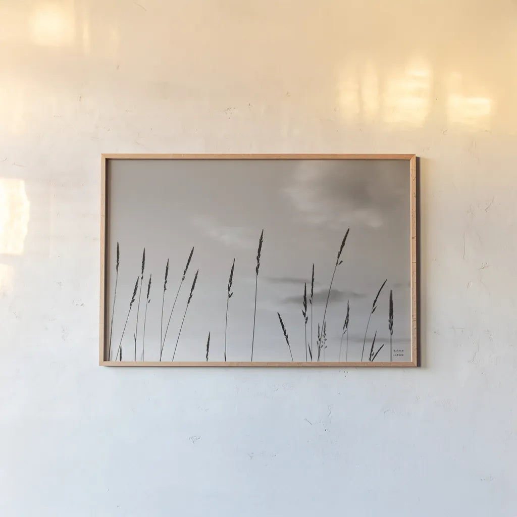 Grasslands by Nathan Larson. shown as a paper print in a natural frame. Available as a archival giclee rolled canvas, fine art paper, or poster print. SKU 83985i.