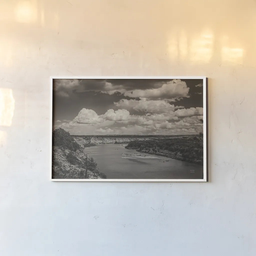 High Above Yellowstone River by Nathan Larson. shown as a paper print in a white frame. Available as a archival giclee rolled canvas, fine art paper, or poster print. SKU 96618i.