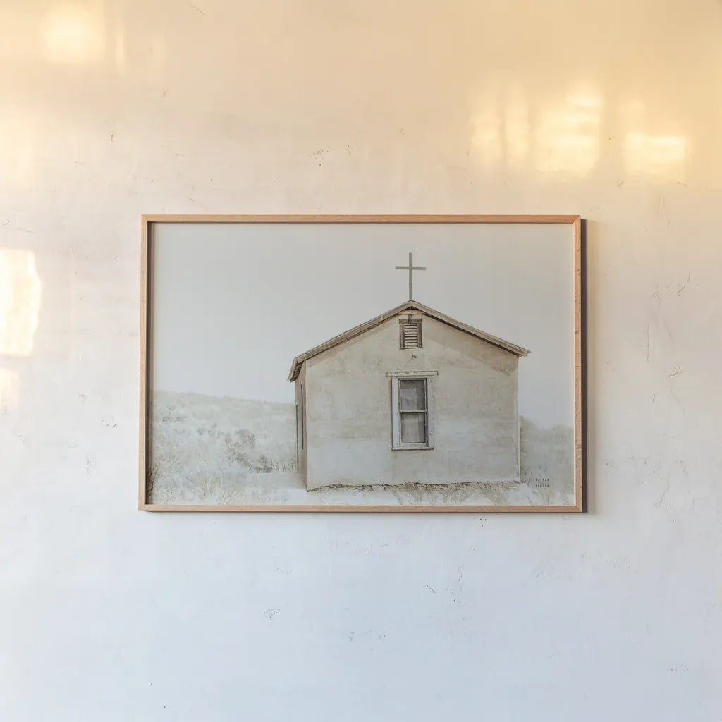 High Desert Worship by Nathan Larson. shown as a paper print in a natural frame. Available as a archival giclee rolled canvas, fine art paper, or poster print. SKU 82416i.