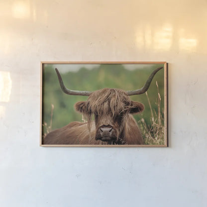 Highland Meadow Portrait by Nathan Larson. shown as a paper print in a natural frame. Available as a archival giclee rolled canvas, fine art paper, or poster print. SKU 100483i.