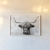 Highland Meadow Portrait BW by Nathan Larson. shown as a paper print in a white frame. Available as a archival giclee rolled canvas, fine art paper, or poster print. SKU 100485i.