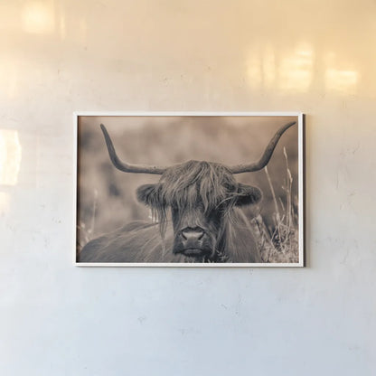 Highland Meadow Portrait Sepia by Nathan Larson. shown as a paper print in a white frame. Available as a archival giclee rolled canvas, fine art paper, or poster print. SKU 100484i.