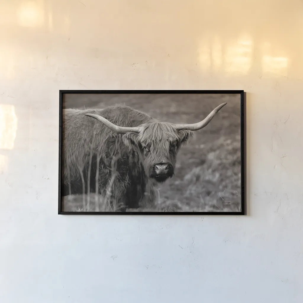 Highland Spring by Nathan Larson. shown as a paper print in a black flame. Available as a archival giclee rolled canvas, fine art paper, or poster print. SKU 79111i.