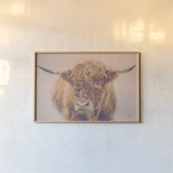 Highland in the Winter Fog by Nathan Larson. shown as a paper print in a natural frame. Available as a archival giclee rolled canvas, fine art paper, or poster print. SKU 77565i.