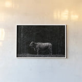 Hill Top Highland BW by Nathan Larson. shown as a paper print in a white frame. Available as a archival giclee rolled canvas, fine art paper, or poster print. SKU 89479i.
