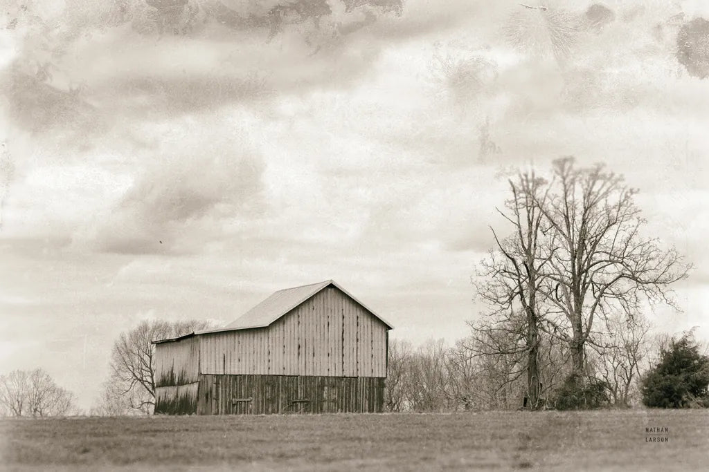 Hilltop Barn View by Nathan Larson. SKU 98029i. Archival Giclee Fine art print for wall decor.