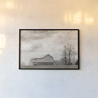 Hilltop Barn View by Nathan Larson. shown as a paper print in a black flame. Available as a archival giclee rolled canvas, fine art paper, or poster print. SKU 98029i.
