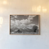 Historic Row by Nathan Larson. shown as a paper print in a natural frame. Available as a archival giclee rolled canvas, fine art paper, or poster print. SKU 87944i.