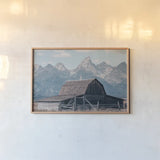 Historic Row II by Nathan Larson. shown as a paper print in a natural frame. Available as a archival giclee rolled canvas, fine art paper, or poster print. SKU 89455i.