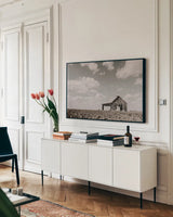 Holding on for Summer by Nathan Larson. shown as a framed stretched canvas in a living room above a console. Available as a archival giclee rolled canvas, fine art paper, or poster print. SKU 98339i.