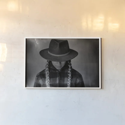 Home on the Range Cowgirl II by Nathan Larson. shown as a paper print in a white frame. Available as a archival giclee rolled canvas, fine art paper, or poster print. SKU 77198i.