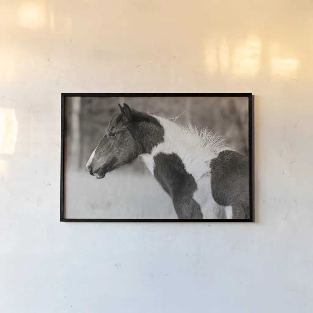 Horse Profile Sepia by Nathan Larson. shown as a paper print in a black flame. Available as a archival giclee rolled canvas, fine art paper, or poster print. SKU 89462i.