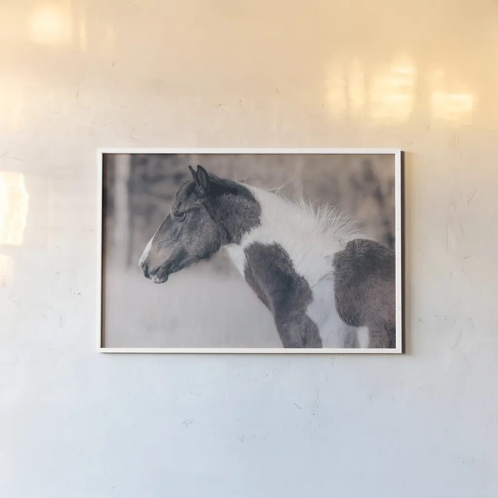 Horse Profile Tones by Nathan Larson. shown as a paper print in a white frame. Available as a archival giclee rolled canvas, fine art paper, or poster print. SKU 89461i.