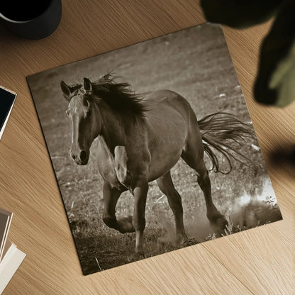 Horse Runner Sepia by Nathan Larson. Shown as a detailed flat fine art print, highlighting archival giclee quality. Available as an archival giclee rolled canvas, fine art paper, or poster print. SKU 79221a.