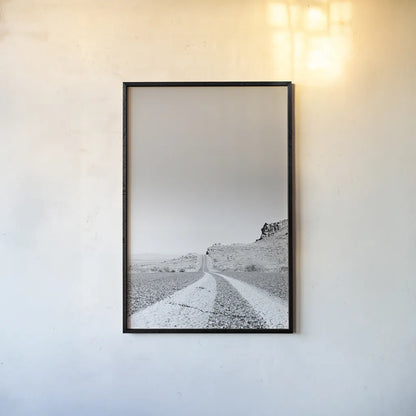 Into the Desert by Nathan Larson. shown as a paper print in a black flame. Available as a archival giclee rolled canvas, fine art paper, or poster print. SKU 72025h.