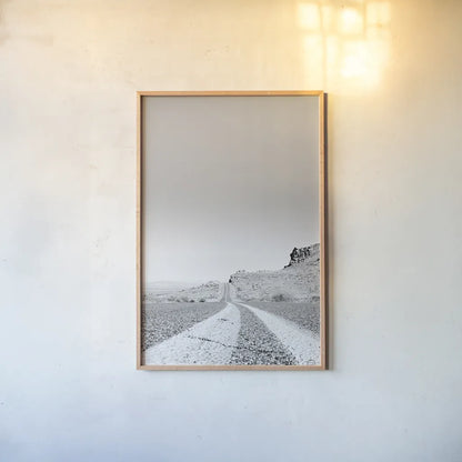 Into the Desert by Nathan Larson. shown as a paper print in a natural frame. Available as a archival giclee rolled canvas, fine art paper, or poster print. SKU 72025h.