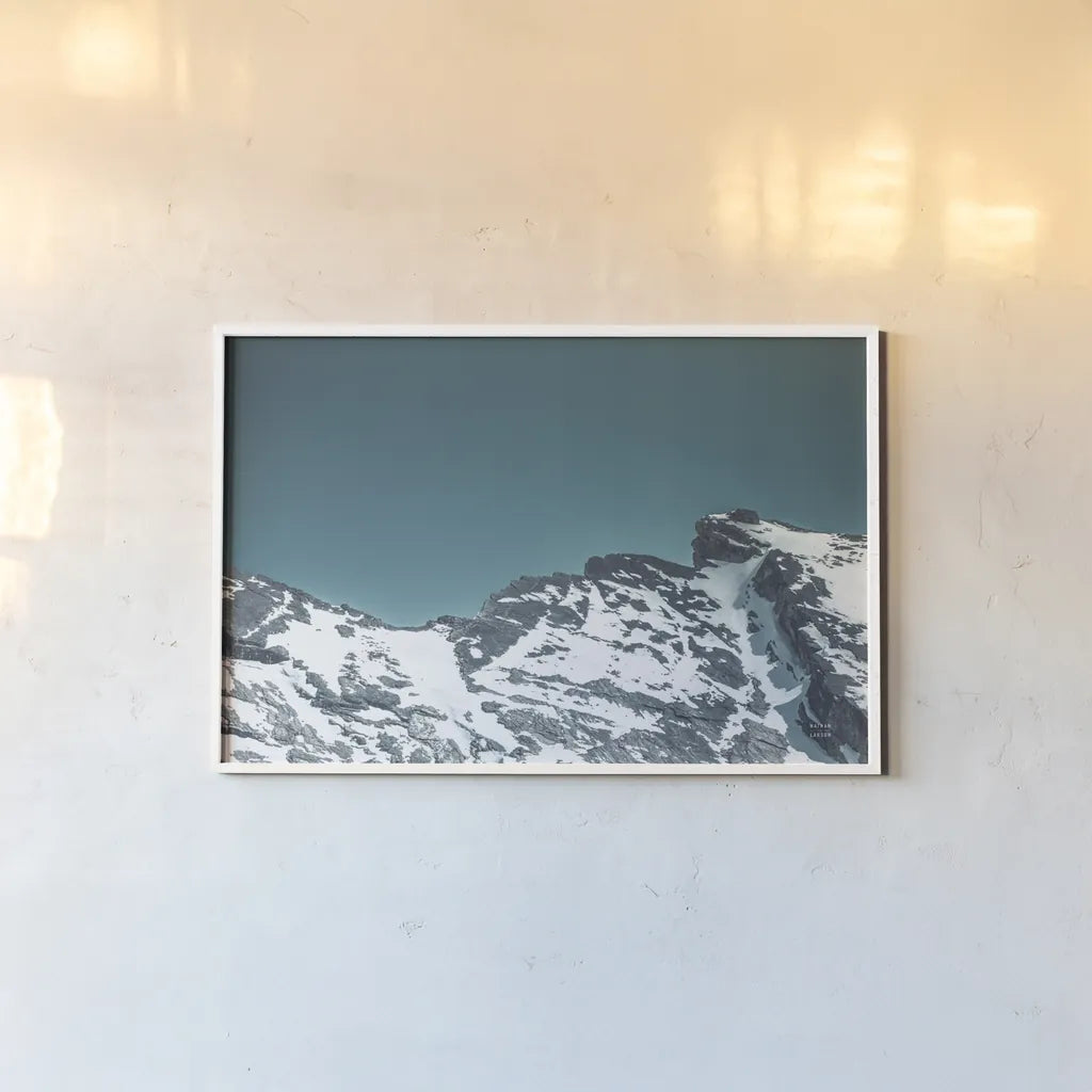 Jasper Mountain Series I by Nathan Larson. shown as a paper print in a white frame. Available as a archival giclee rolled canvas, fine art paper, or poster print. SKU 93978i.