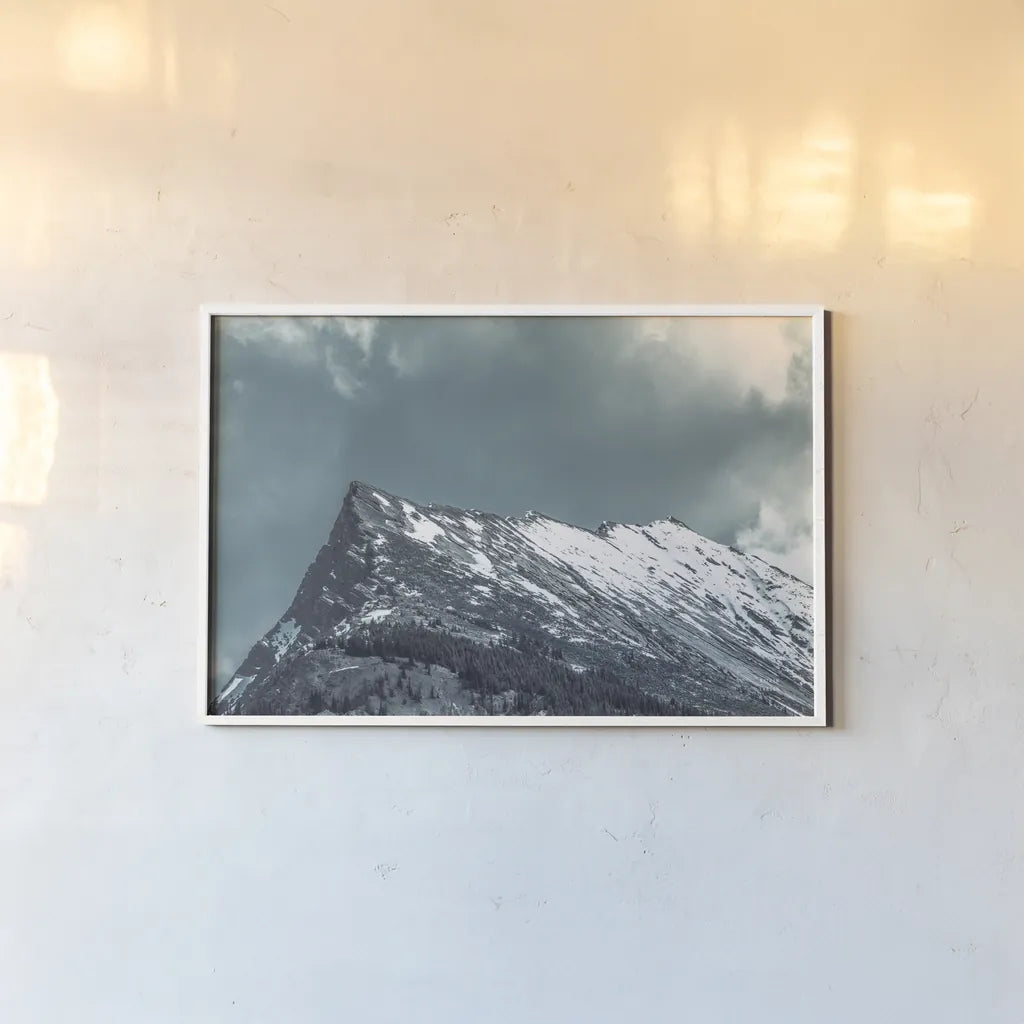 Jasper Mountain Series II by Nathan Larson. shown as a paper print in a white frame. Available as a archival giclee rolled canvas, fine art paper, or poster print. SKU 93979i.