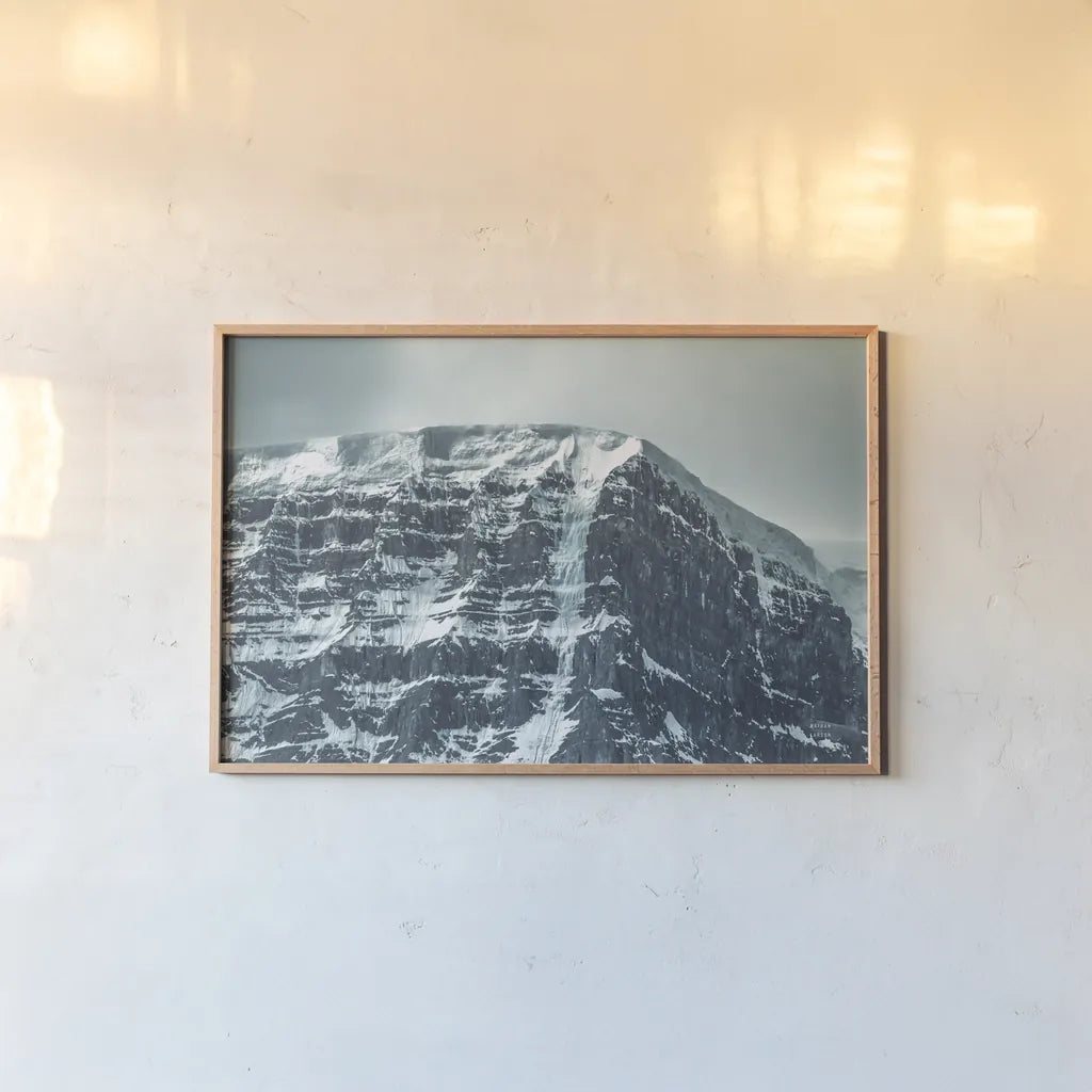 Jasper Mountain Series III by Nathan Larson. shown as a paper print in a natural frame. Available as a archival giclee rolled canvas, fine art paper, or poster print. SKU 93980i.