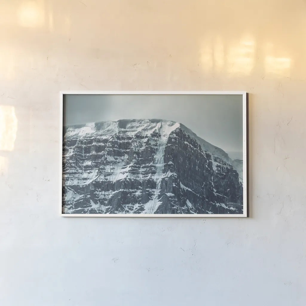 Jasper Mountain Series III by Nathan Larson. shown as a paper print in a white frame. Available as a archival giclee rolled canvas, fine art paper, or poster print. SKU 93980i.