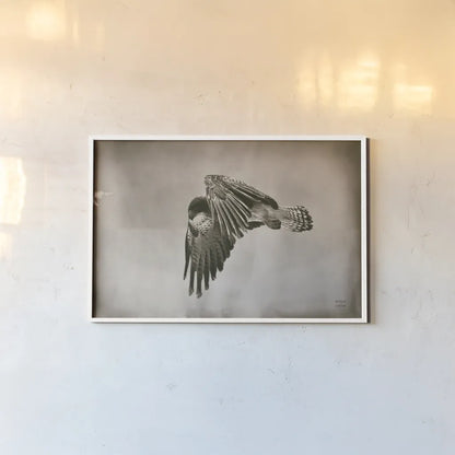 Landing Home by Nathan Larson. shown as a paper print in a white frame. Available as a archival giclee rolled canvas, fine art paper, or poster print. SKU 87104i.