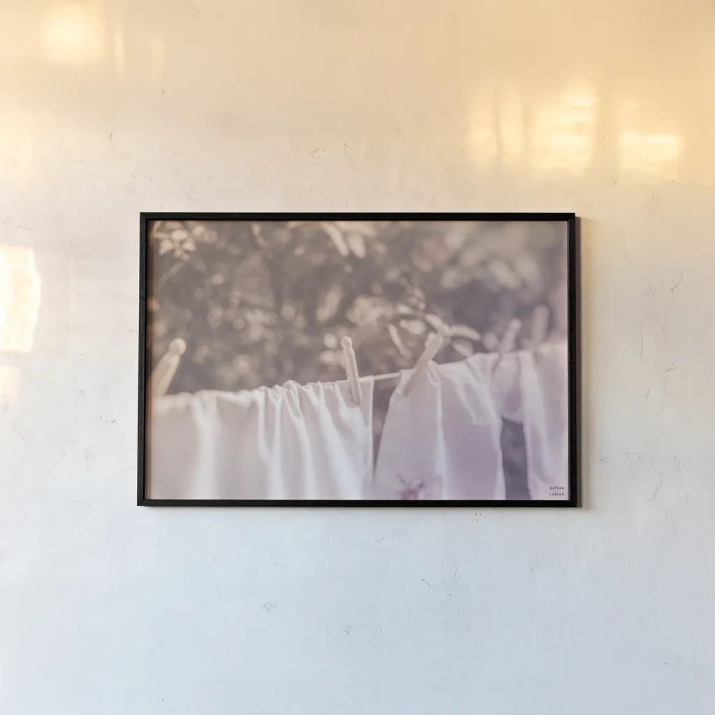 Laundry Day I Pastel by Nathan Larson. shown as a paper print in a black flame. Available as a archival giclee rolled canvas, fine art paper, or poster print. SKU 99409i.