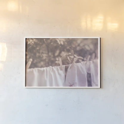 Laundry Day I Pastel by Nathan Larson. shown as a paper print in a white frame. Available as a archival giclee rolled canvas, fine art paper, or poster print. SKU 99409i.