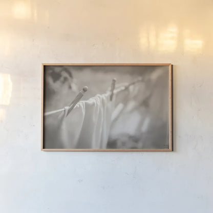 Laundry Day II Neutral by Nathan Larson. shown as a paper print in a natural frame. Available as a archival giclee rolled canvas, fine art paper, or poster print. SKU 99412i.