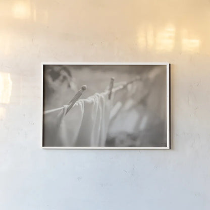 Laundry Day II Neutral by Nathan Larson. shown as a paper print in a white frame. Available as a archival giclee rolled canvas, fine art paper, or poster print. SKU 99412i.