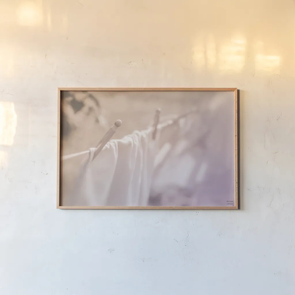 Laundry Day II Pastel by Nathan Larson. shown as a paper print in a natural frame. Available as a archival giclee rolled canvas, fine art paper, or poster print. SKU 99410i.