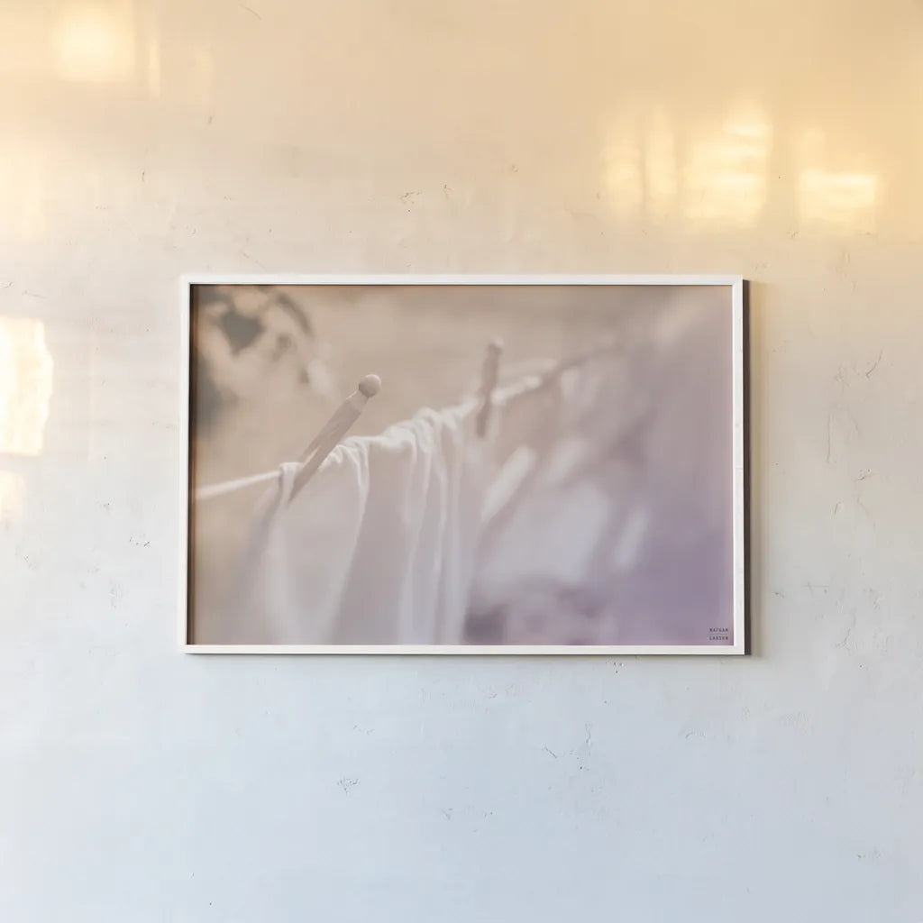 Laundry Day II Pastel by Nathan Larson. shown as a paper print in a white frame. Available as a archival giclee rolled canvas, fine art paper, or poster print. SKU 99410i.