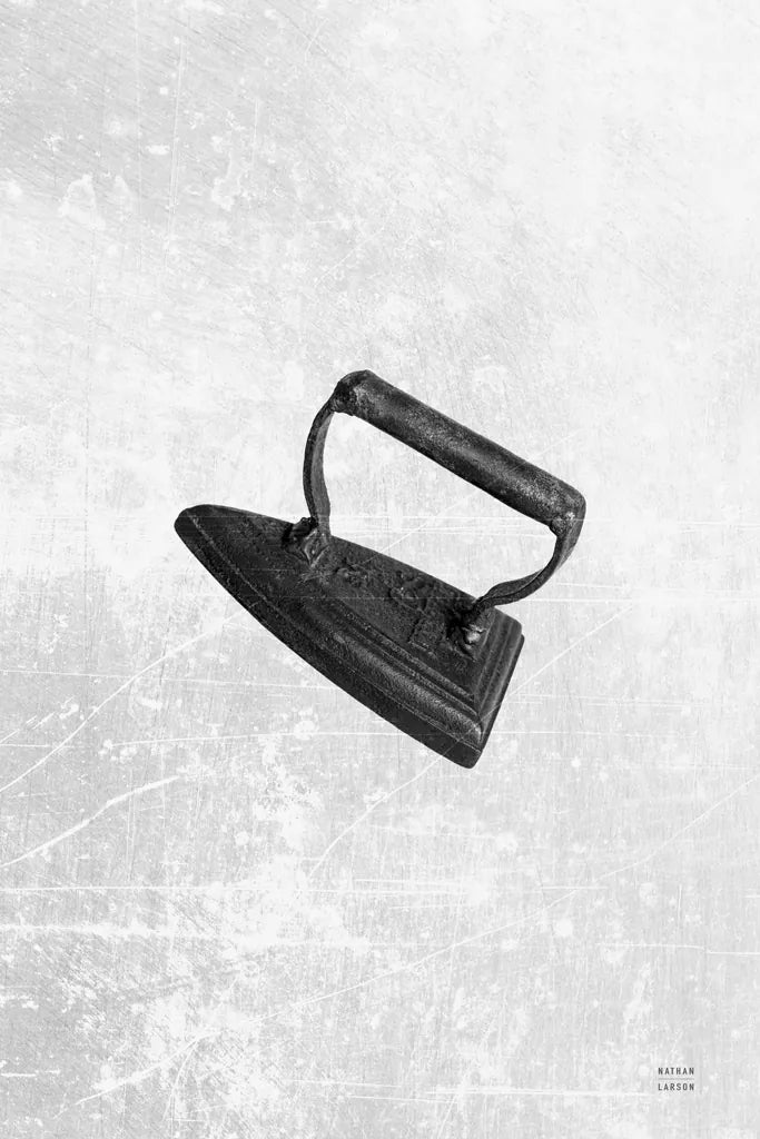 Laundry Iron Antique by Nathan Larson. SKU 99393h. Archival Giclee Fine art print for wall decor.