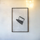Laundry Iron Antique by Nathan Larson. shown as a paper print in a black flame. Available as a archival giclee rolled canvas, fine art paper, or poster print. SKU 99393h.