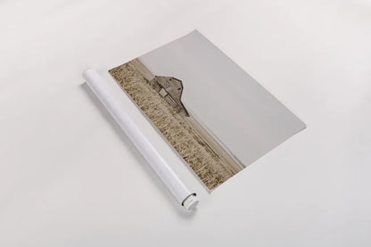 Leaning Barn by Nathan Larson. shown as a rolled paper print. Available as archival giclee rolled canvas, fine art paper, or poster print. SKU 86062i.